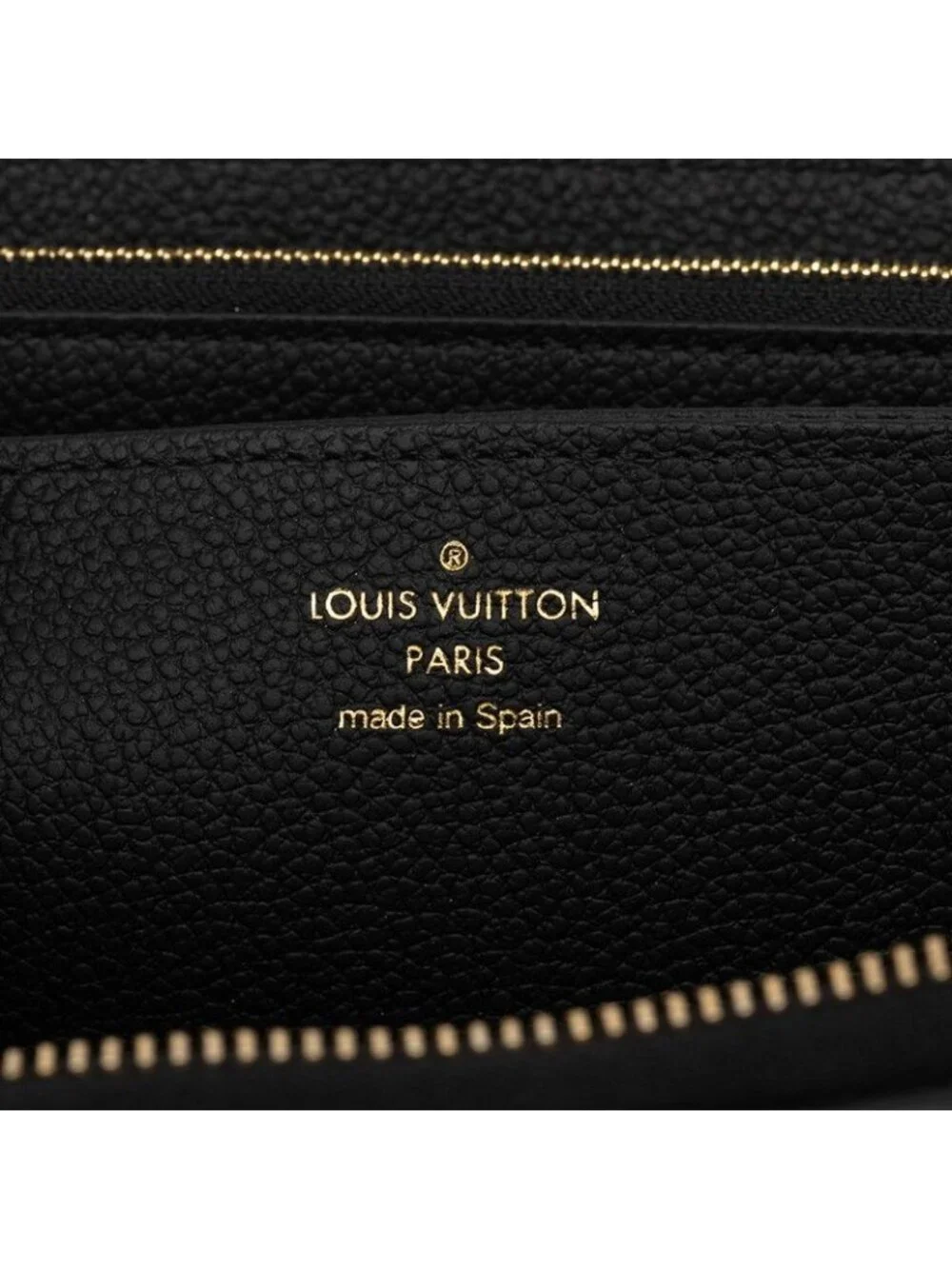 Louis Vuitton Monogram Empreinte Zippy Wallet Zip Around Black Beige Leather